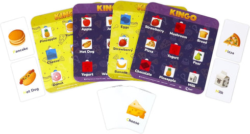 Regal Games Kingo Foods Edition Bingo Game for Kids - Fun Educational Learning for Preschool & Kindergarten - Phonics