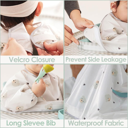MITCHENIFY Food Catcher Fit for Stokke Tripp Trapp High Chair, Waterproof Long Sleeve Eating Bib, Baby Feeding