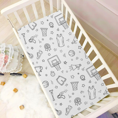 KICPOAY 39 27 Fitted Crib Sheets Basketball Sport Stretchy Portable Playard Sheets for Baby Toddler, Breathable Soft