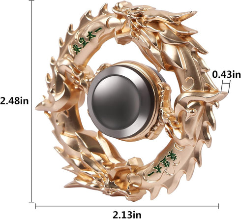 Fidget Spinner Metal Hand Spinner, EDC ADHD Focus Toy, Ultra Durable High Speed Anxiety Relief Toy, Gold Dragon