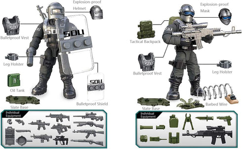 YEIBOBO Special Forces Mini Action Figure (Flying Tigers Team XJ-822) with Military Weapons and Accessories
