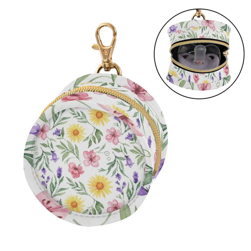 PYBUG Flowers Round Pacifier Storage Case, Polyester & TPU Lined with Hook Buckle, Pacifier Container Box for Baby