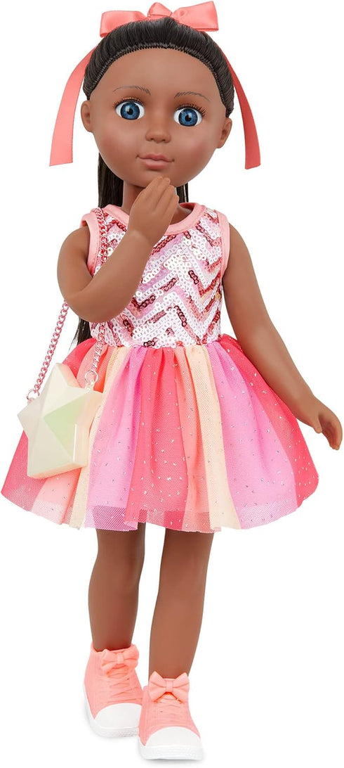 Glitter Girls 14-Inch Doll Clothes, Sequined Party Dress with Pink High-Tops & Star Purse