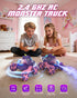 1:18 360 2.4 4WD 120 3+ Remote Control Car Pink Unicorn Monster Truck Spin-Dance Light Music with Spray, GHz Min
