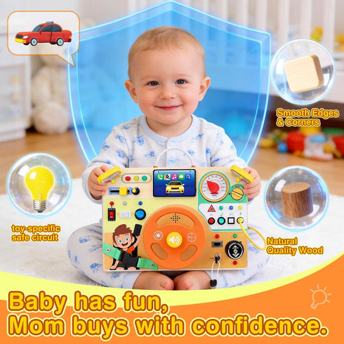 1-3 v6) Grarain Busy Board for Toddlers - Montessori Educational Toy for Year Old Boys & Girls | Travel-Friendly