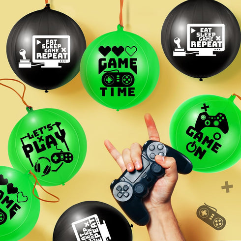 32 Pcs Video Game Punch Balloons, Pixelated Punch Balls for Fun Games, Birthday Party Favors Supplies, Goodie Bag