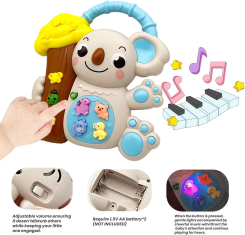 PYYCZA 1 1-3, 1 Musical Toys for Year Old Boys and Girls, Baby Light Up Piano Keyboard Musical Toys for Toddlers Early
