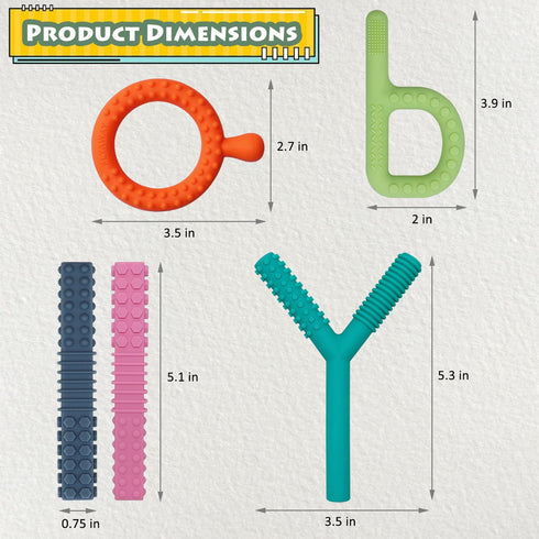 Sensory Toys for Kids with Autism, 5 Pack Silicone Baby Teething Toys for ADHD, Anxiety, Teething Relief Tubes for