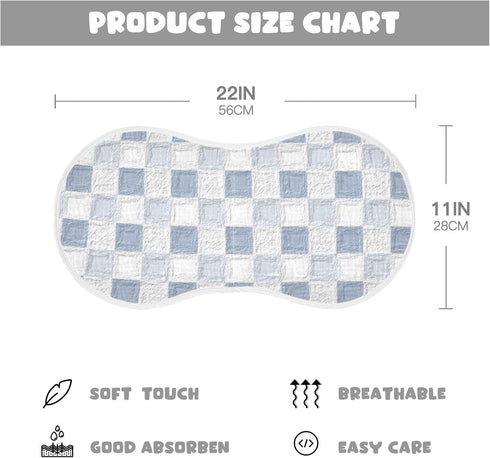 decor gift 4 Pack 22x11in Cotton Burp Cloths Muslin Breathable Blue Checkered Pattern spit up Rags for Unisex Newborns