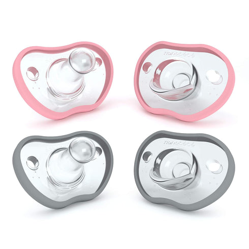 Nanobebe Baby Pacifiers 0-3 Month - Orthodontic, Curves Comfortably with Face Contour,