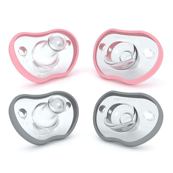 Nanobebe Baby Pacifiers 0-3 Month - Orthodontic, Curves Comfortably with Face Contour,