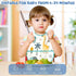 6Pcs Set 6-24 Baby Bibs for Feeding Toddler Eating Bibs with Crumb Catcher Pocket Waterproof Sleeveless Teething