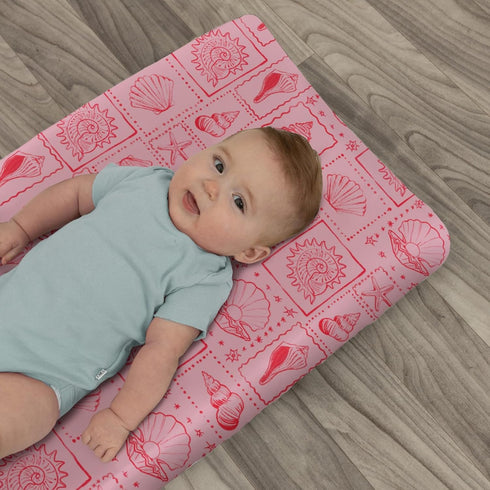 Summer 32''16'' Vintage Pink Seashells Starfish Baby Changing Pad Covers for Boy Girl Boho Beach Conch Fitted Change