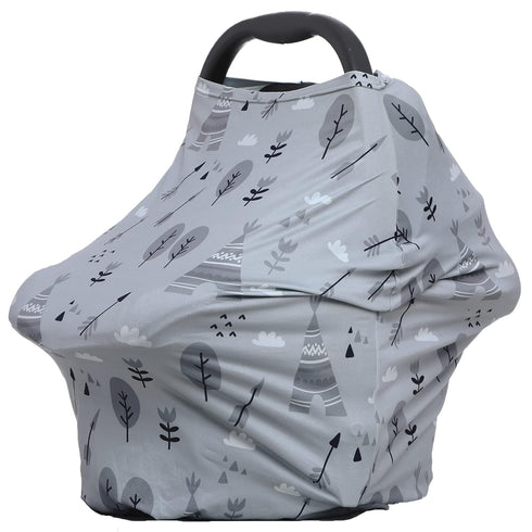 Multi-use Carseat Canopy Cover, Baby Car Seat Covers, Breastfeeding Cover (Grey Grove)