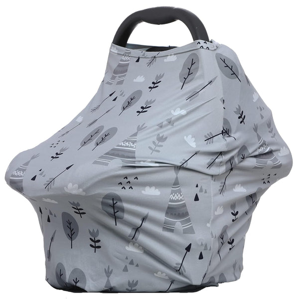 Multi-use Carseat Canopy Cover, Baby Car Seat Covers, Breastfeeding Cover (Grey Grove)