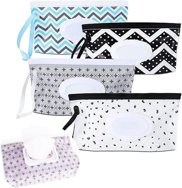 iHMeiju 4pcs Baby Wipe Dispenser, Portable Refillable Baby Wipes Container for Diaper, Wipe