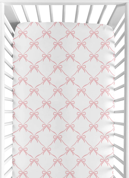 Sweet Jojo Designs Fitted Baby Crib Sheets (Pink Bows) for Girls, Infant