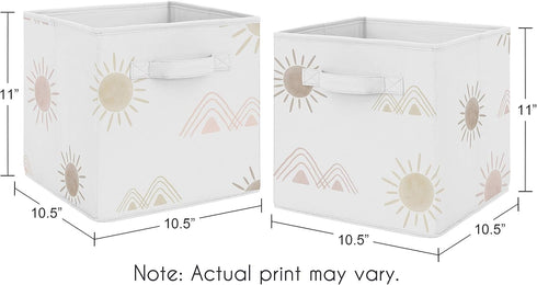 Set 2 Sweet Jojo Designs Boho Desert Sun Foldable Fabric Storage Cube Bins Boxes Organizer Toys Kids Baby Childrens