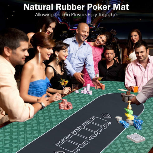 70 x 35 Inch Texas Hold'em Poker Mat - Portable Table Top with Smooth Surface and Carrying Case.