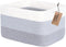 COMFY-HOMI Cotton Rope Woven Basket, 13.5"x11"x9.5" Toy Organizer with Handles for Shelves, White/3Tone Grey