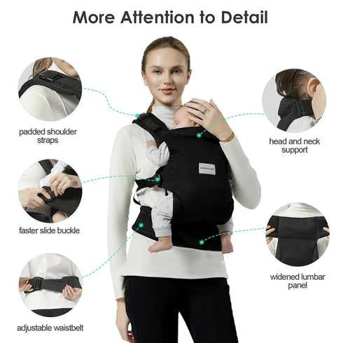 7-30lbs, MISSWISDOM Baby Carrier Newborn to Toddler, Easy Adjustable Toddler Carrier for Baby Holder Wrap Carrier