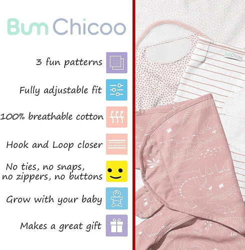 Newborn Baby Swaddle Wrap, Pack of 3, Made of Pure Organic Cotton for 0-3 Months Baby