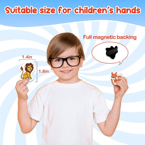 40 Animal Magnets for Kids, Refrigerator Fridge Magnets, Magnetic Animal Toys for Toddlers, Educational Toys for