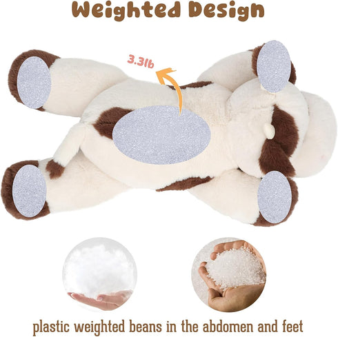 (20" 3.3 lbs) Weighted Cow Stuffed Animal Soft Weighted Plushes Cute Cow Plush Toy Birthday Gifts for Boys Girls Kids