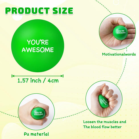 100PCS SHQDD Stress Balls, Stress Balls for Adults, Soft Sponge Squeeze Toys with Inspirational Quotes, Office