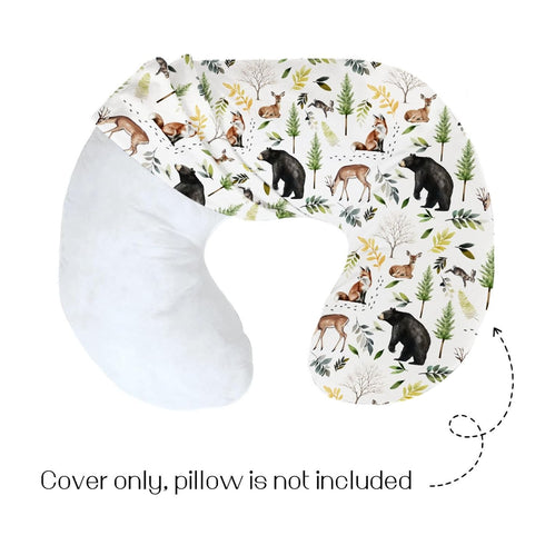 HawSkgFub Forest Animals Creatures Nursing Pillow Cover for Baby Boys, Pine Tree Bear Fox Deer Leaf Breastfeeding