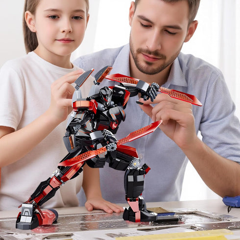 LQPFBSM Set 585 2 Black Wanderer Mech Building Pieces Dark Robot Action Figure with Weapon Modes Ronin Destroyer Model