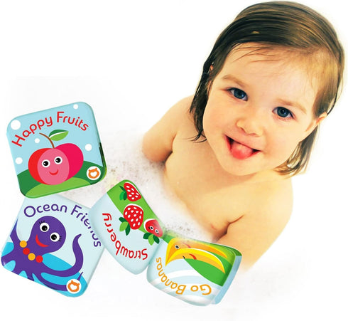 Floating Baby Bath Books, Waterproof Bath Books for Babies, Set of 2 - Fruits & Sea Animals
