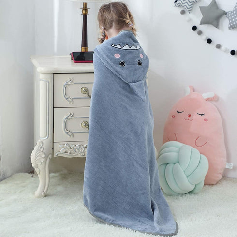 MICHLEY Unisex Baby Animal Hooded Bath Towel, Soft Cotton Beach Bathrobe for 0-6T, Grey