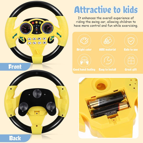 1-3 Toyvian Kids Steering Wheel - Simulated Driving Controller, Early Education Pretend Driving Toy with Light Music