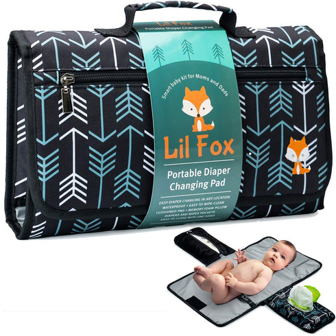 Lil Fox Portable Changing Pad, One-Hand Diaper Change Pad for Baby Diaper Bag or Changing Table