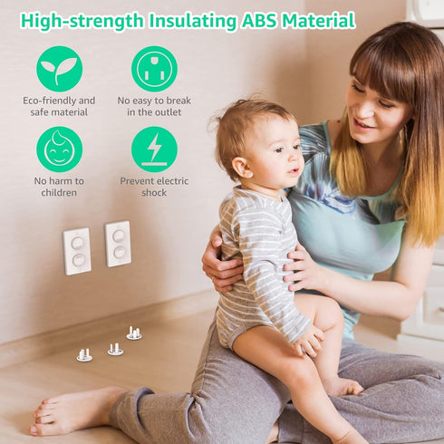 Baby Proofing Outlet Covers with Hidden Handle, 32 Pack Child Proof 3-Prong Electrical Outlet Safety Plug Covers