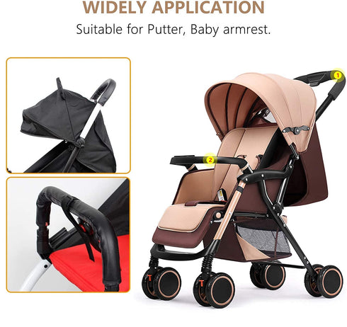 CHILDHOOD Universal Baby Stroller Armrest Handle Sleeve Cover, Artificial Leather, Black
