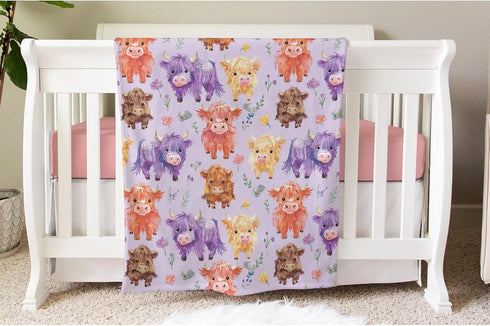 SqtmuHLuo 60x80inch Highland Cow Baby Blanket for Boys Girls Gender Cute Western Farm Animals Highland Cow Floral Boho