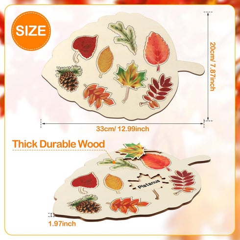 Kathfly 2 Pieces Leaf Wooden Jigsaw Puzzles, Montessori Toy for Early Educational Learning