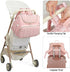 Bevkois Backpack Small Diaper Bag Quilted Mini Baby Crossbody Diaper Bag Tote for Mom and Baby Girls Boys (Pink)