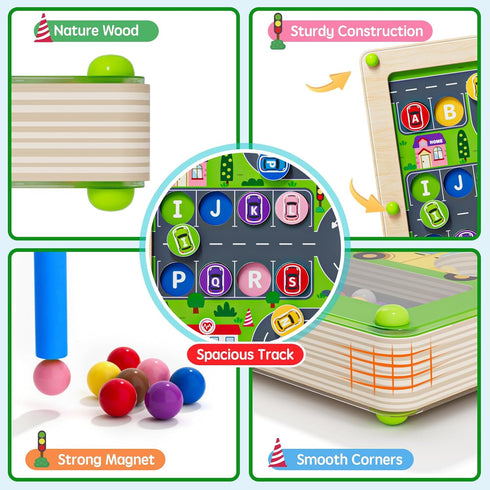 Tymokcall 2 1 3-5 Magnetic Maze in Double Side Color and Number Maze Alphabet Puzzle Board for Boys and Girls Kids