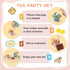 Set Set 3 4 5 Tea Party for Little Girls, Wooden Kids Tea with Teapot Cups Coasters Carrying Dessert, Picnic Outdoor