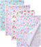 Gina Era Unisex Baby Cotton Flannel Receiving Blankets, Baby Blankets 4 Pcs,