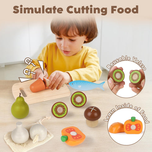 Sets 3+ Lehoo Castle Wooden Play Food for Kids Kitchen, Food Toys for Toddlers Year Old, Pretend Food Play Kitchen