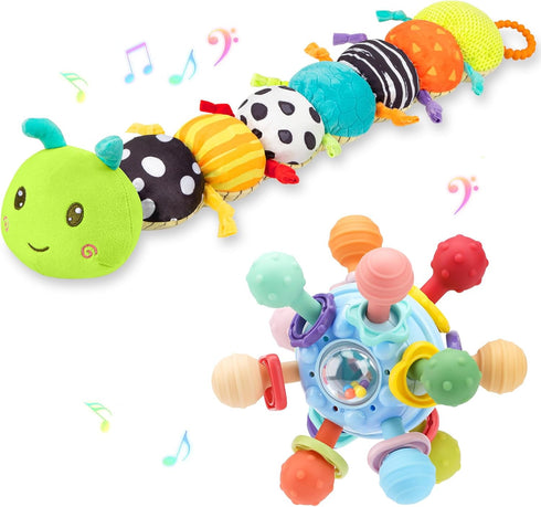 TOHIBEE Baby Sensory Toy + Baby Stuffed Musical Caterpillar