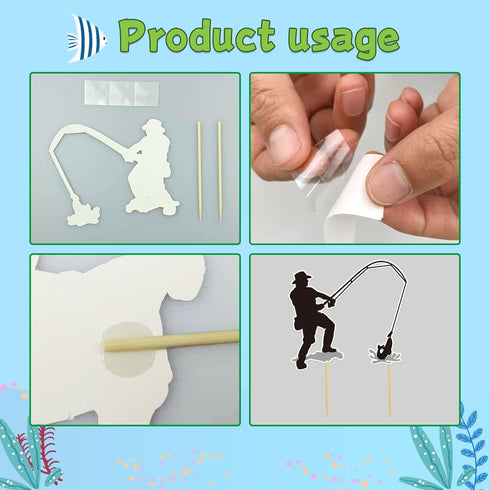KDPATFAV 14 Pieces Fisherman Themed Decoration Gone Fishing Cake Topper for Retirement Party Supplies