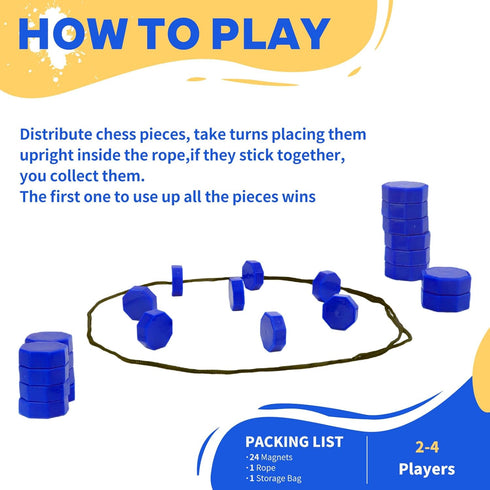 aikkmzy 24 Magnetic Chess Game with Stones, Piece Magnet Game with String for Kids & Adults, Puzzle Strategy Board