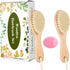 Wooden Baby Hair Brush and Comb Set, 2Pcs Natural Soft Goat Bristles