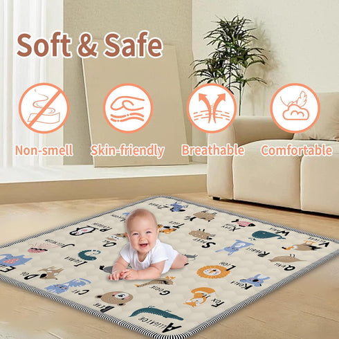 50" 50", Baby Play Mat X Thickened Soft, Waterproof and Non-Slip Crawling Floor Pad, Machine Washable and Foldable