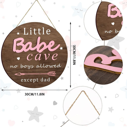 Little Babe Cave Door Sign Wood Baby Girl Nursery Decor Little Girl Nursery Room Wall Art for Bedroom Living Room